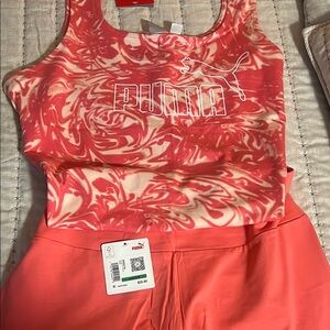 PUMA Pink Swirl Tank Top and Shorts Set